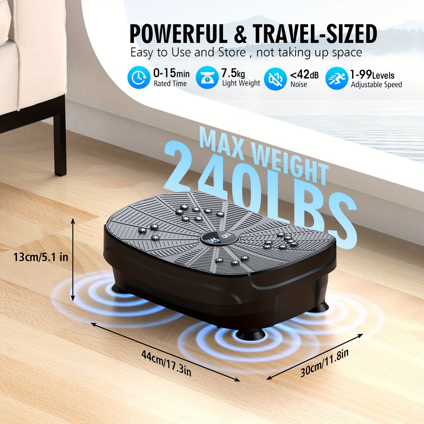 Vibration Plate Exercise Machine with Resistance Bands, 99 Levels