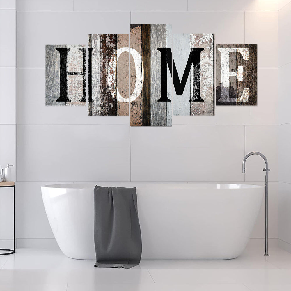 Wooden Frame Wall Hanging Decor, 5pcs Home Lettering Art
