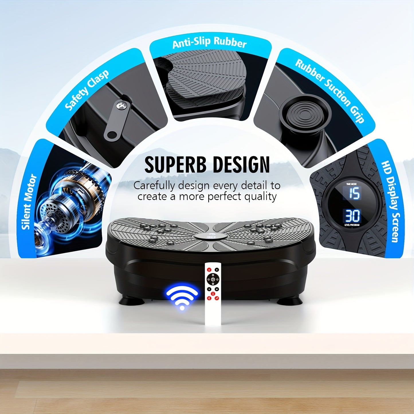 Vibration Plate Exercise Machine with Resistance Bands, 99 Levels