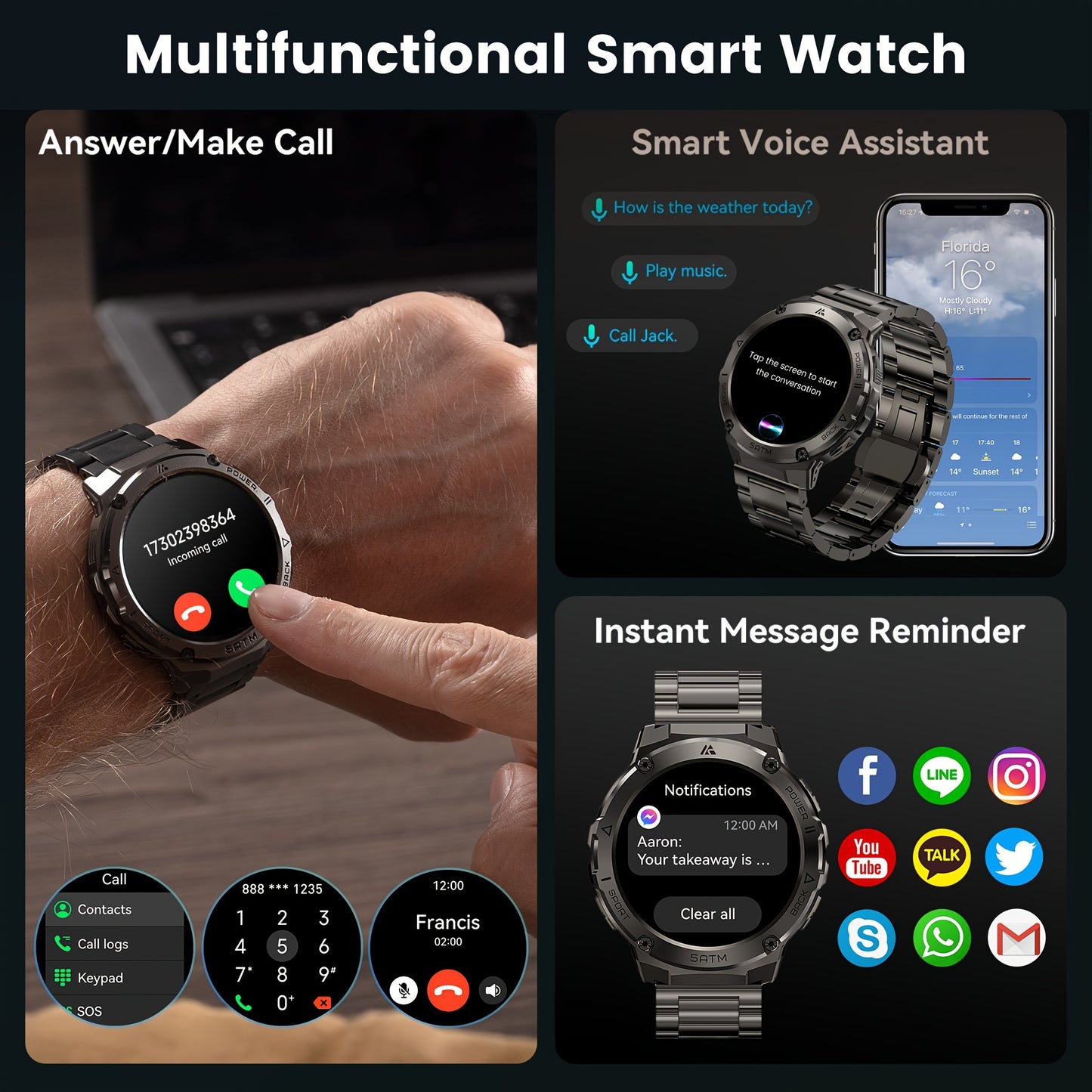 ZUKYFIT T3E GPS Smart Watch For Men 60Days Battery Life