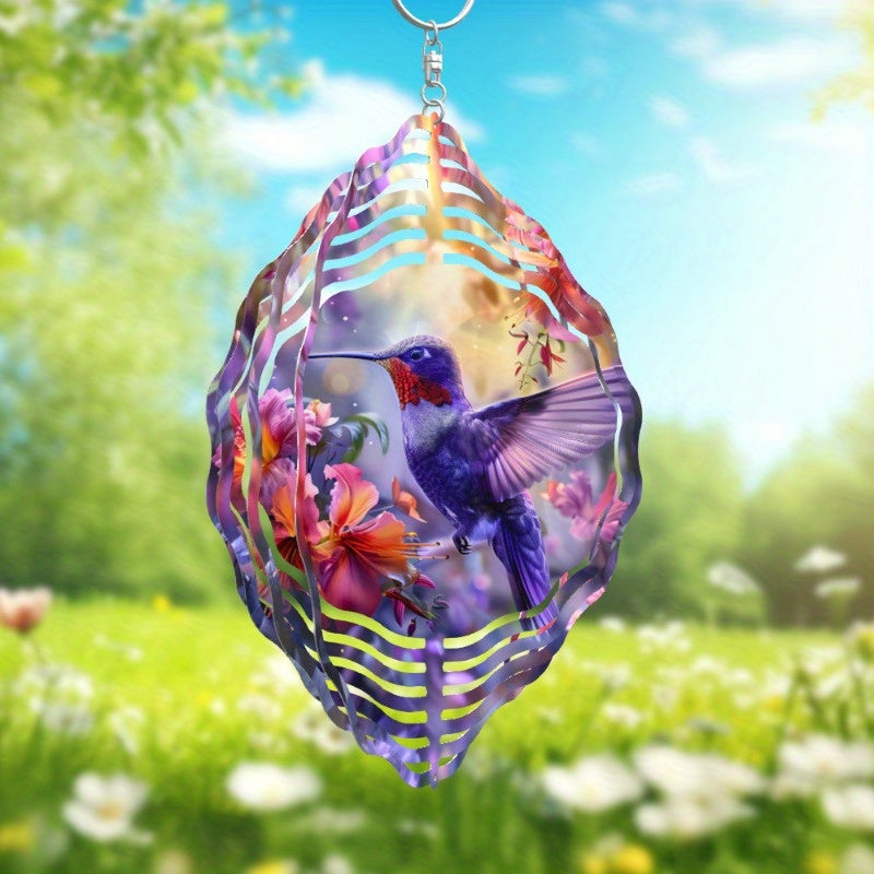 Metal Hummingbird Wind Spinners Indoor Outdoor Decor Art