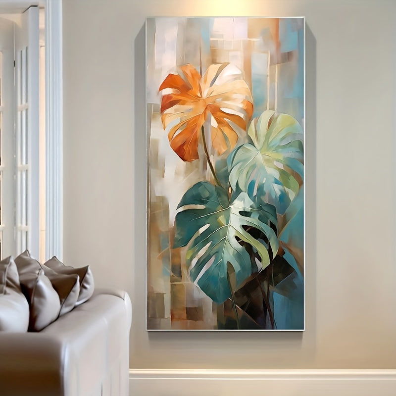 Home Relaxation 1pc Modern Abstract Watercolor Monstera Leaf Canvas Art Print