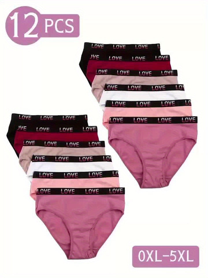 Women's High-Waist Letter Print Briefs, Smooth Fabric Finish, Cute Underwear
