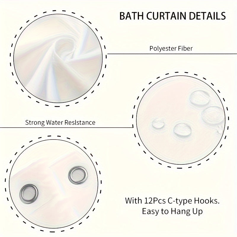4pcs Shower Curtain Set, Floor Mat, Toilet Mat, Seat Cushion