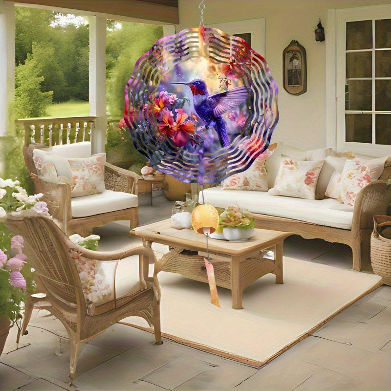 Metal Hummingbird Wind Spinners Indoor Outdoor Decor Art