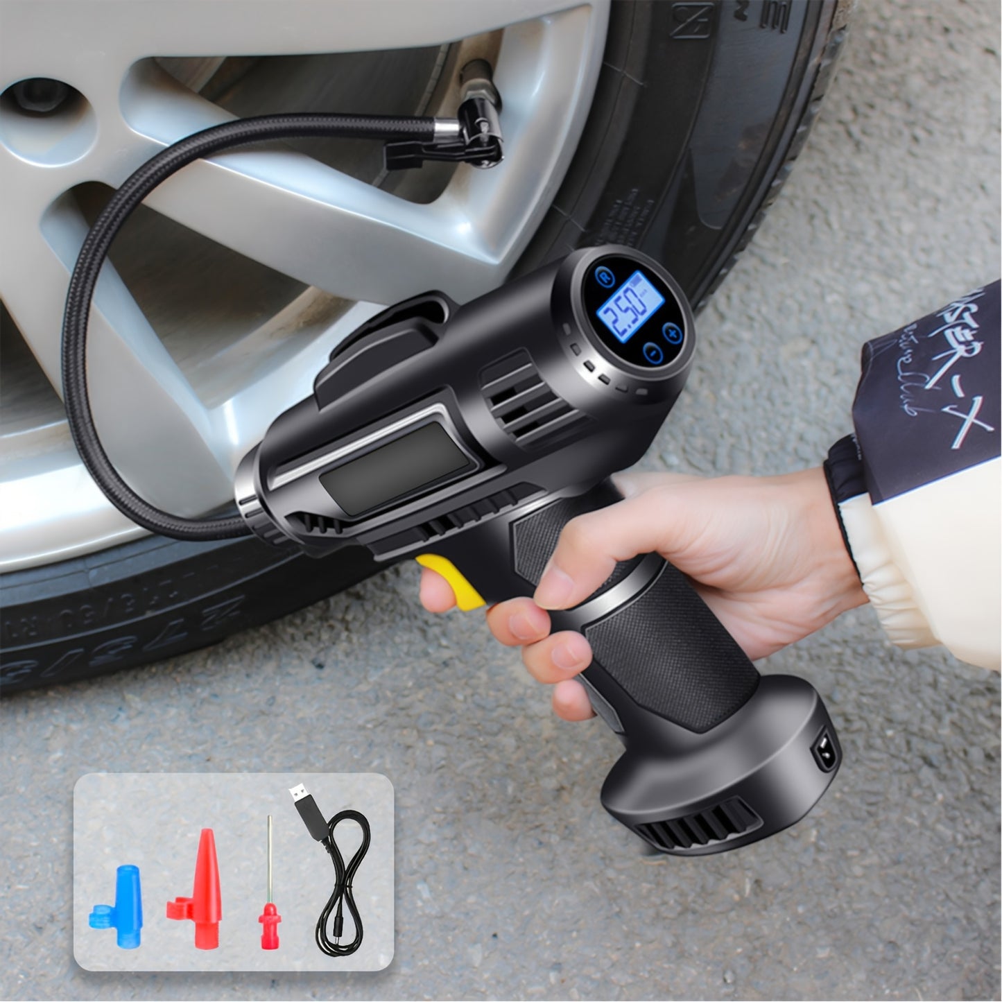 1pc Tire Inflator Portable Air Compressor 101-150PSI Car Pump