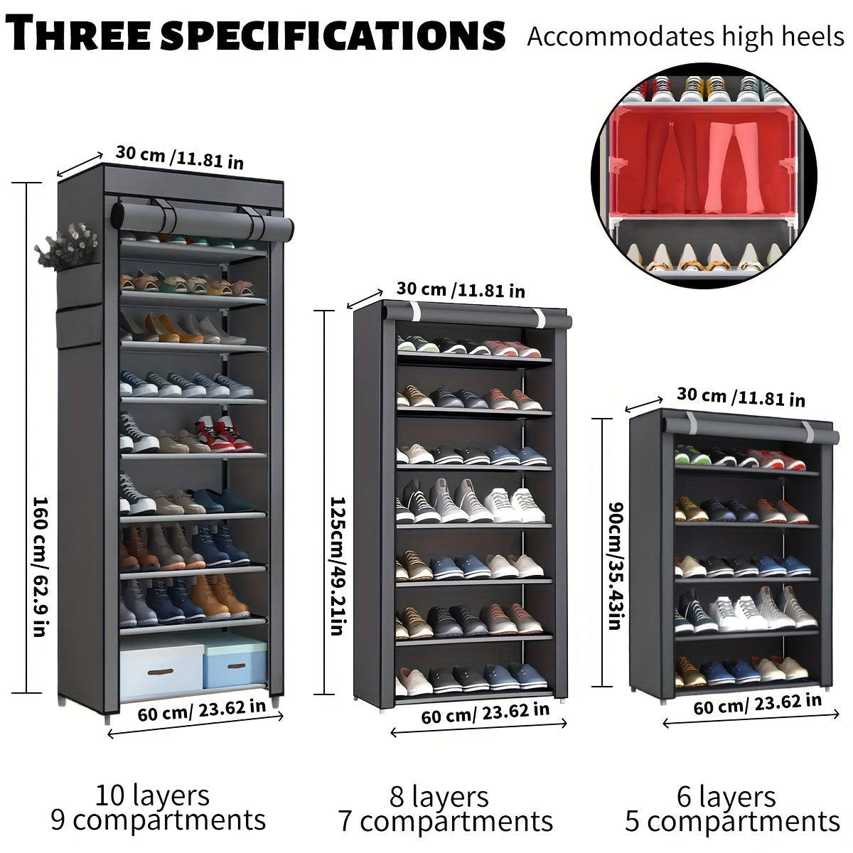 6/8/10 Tier Shoe Organizer with Nonwoven Fabric Cover Cabinet