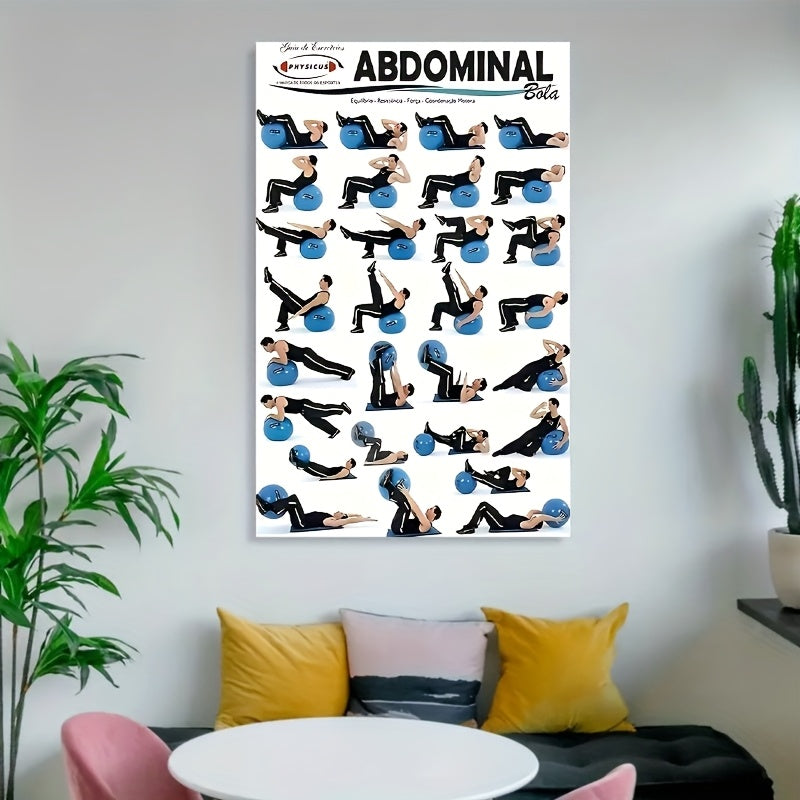 1pc Abdominal Workout Wall Art - 15 Exercises Canvas Print