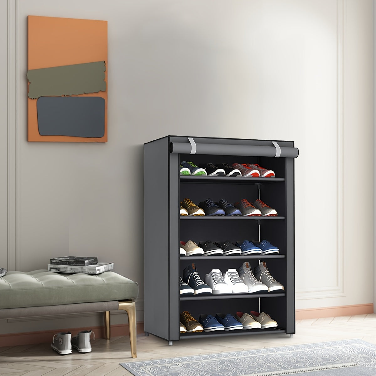 6/8/10 Tier Shoe Organizer with Nonwoven Fabric Cover Cabinet