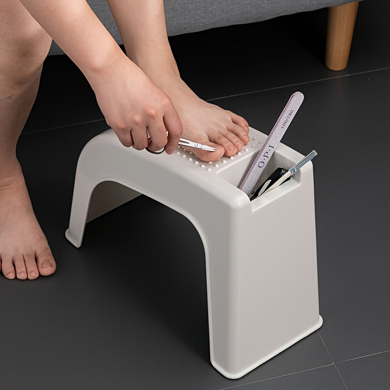 Non Slip Multi Functional Shower Foot Rest GZGCGQ Sturdy Stool for Pedicure and Manicure Built In Storage Ideal for Bathroom Use Beige