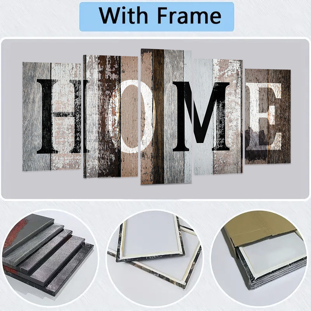 Wooden Frame Wall Hanging Decor, 5pcs Home Lettering Art