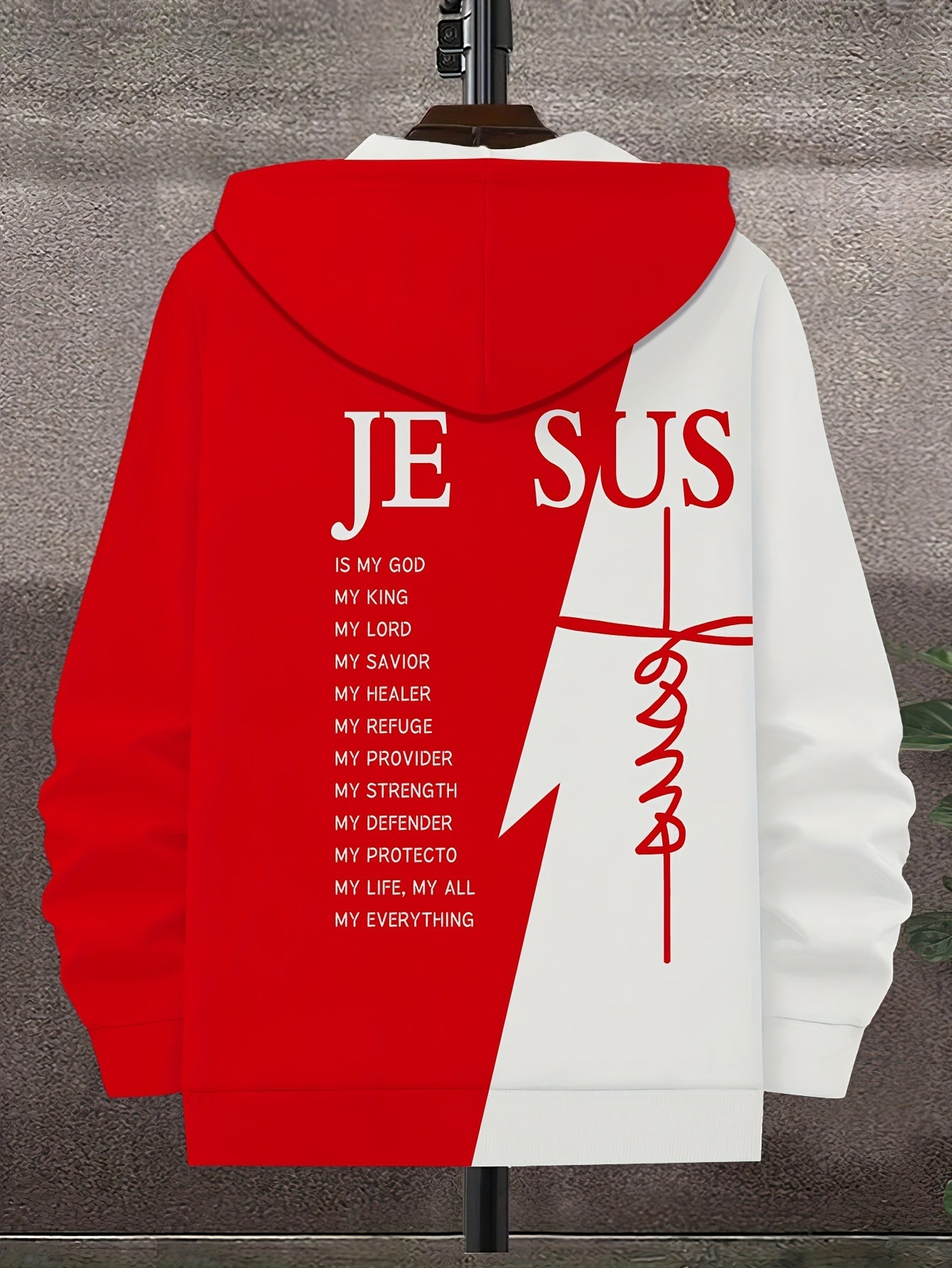 Polyester 3D Print Hooded Sweatshirt Men's Casual Zipper