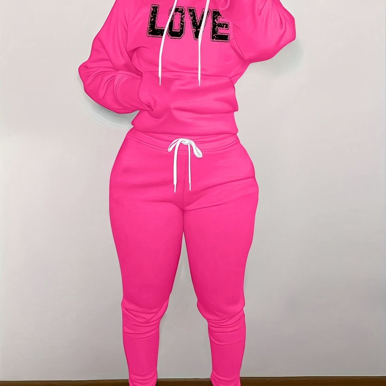 Women'S Casual Fall/Winter Hooded Sweatshirt and Joggers Set