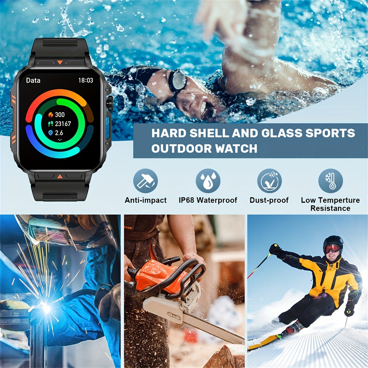 New Smart Watch Outdoor Sports Smartwatch for iPhone Android