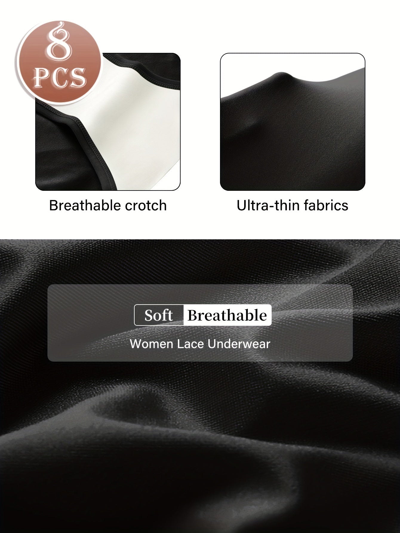 Breathable Mesh Underwear 8-Pack High-Waisted Women's Panties