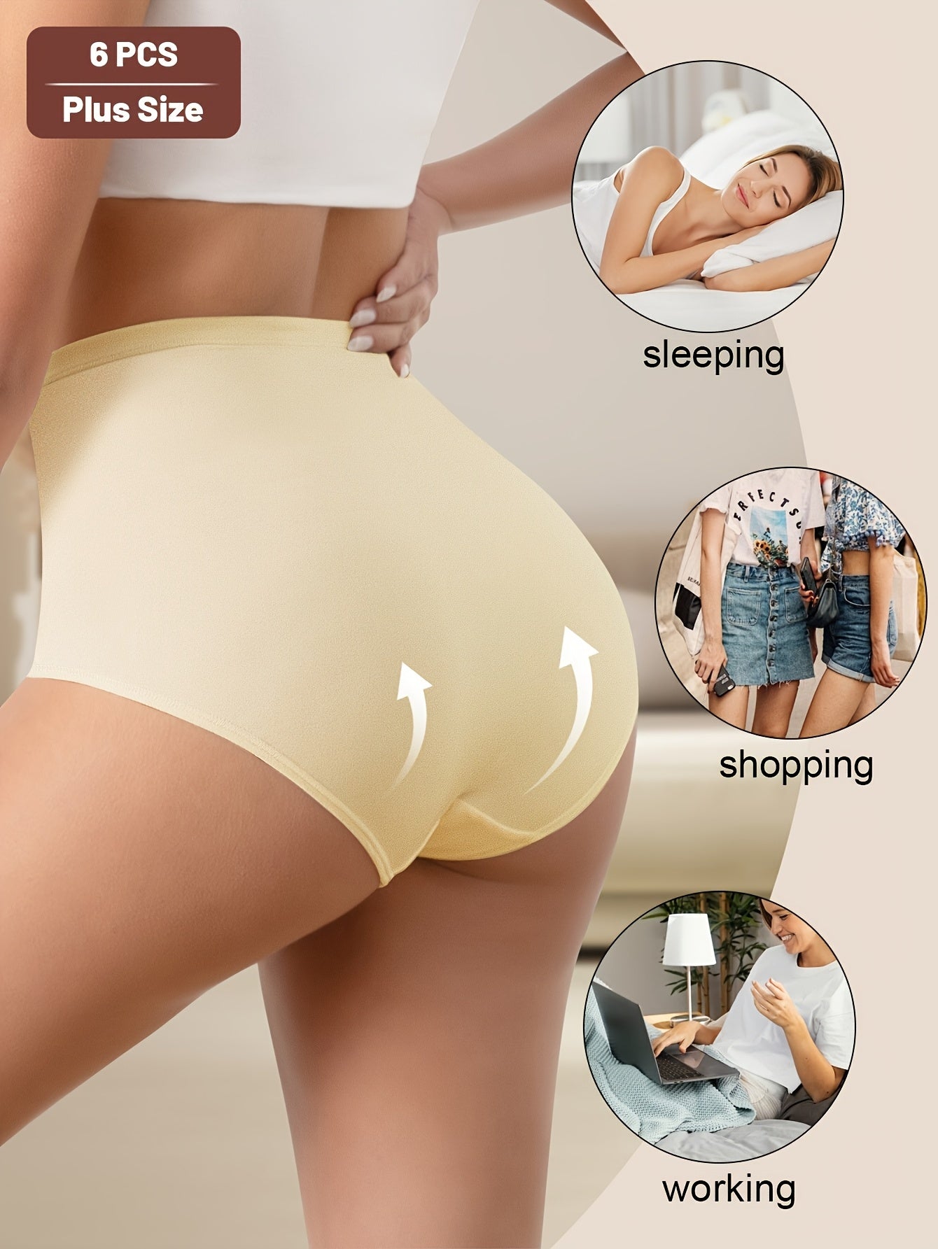 6-Pack Large Size High Waist Tummy Control Underwear