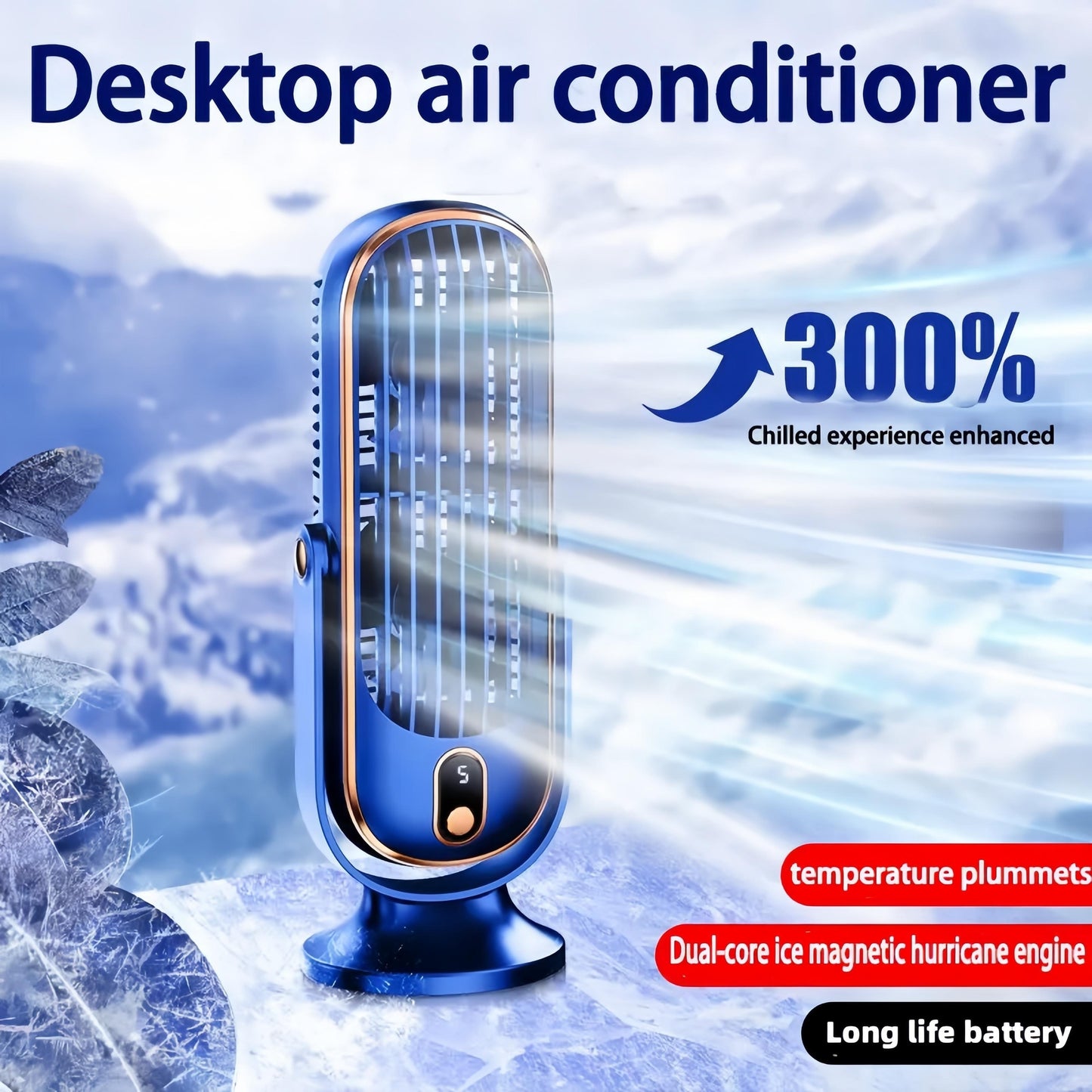5-Speed Adjustable TENGQU Portable USB Desktop Fan Dual Blade 360 Degree Rotation for Home Office Travel Camping