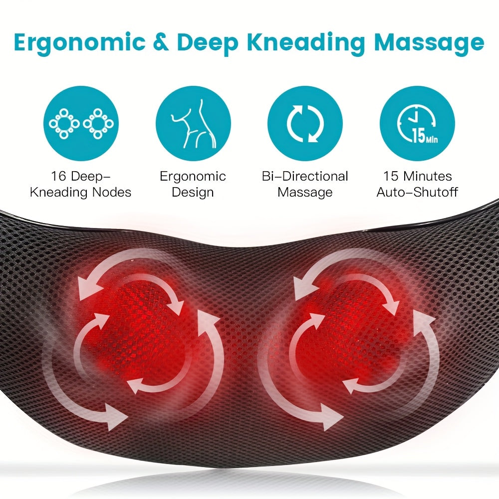 Shiatsu Neck Massager With Heat - Deep Tissue 3D Kneading