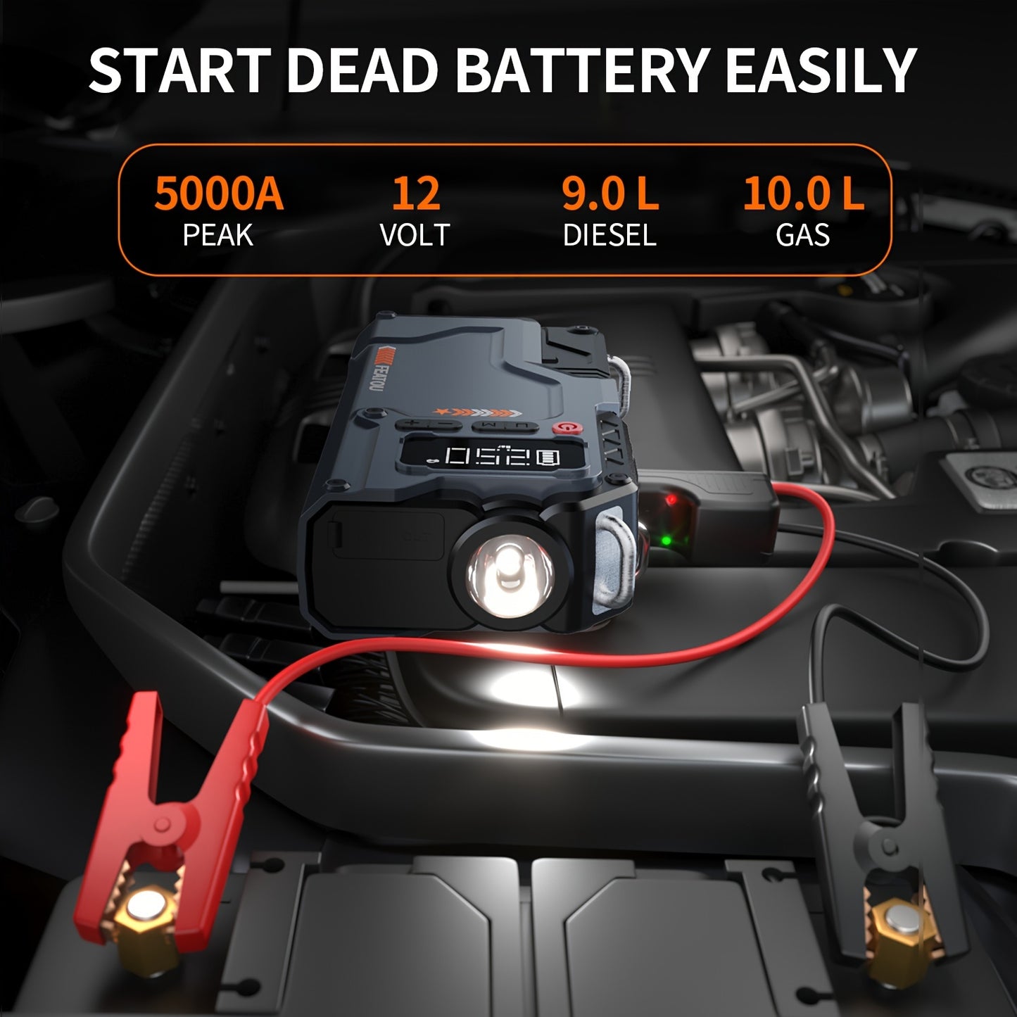 6000A Jump Starter with Air Compressor and Tire Inflator
