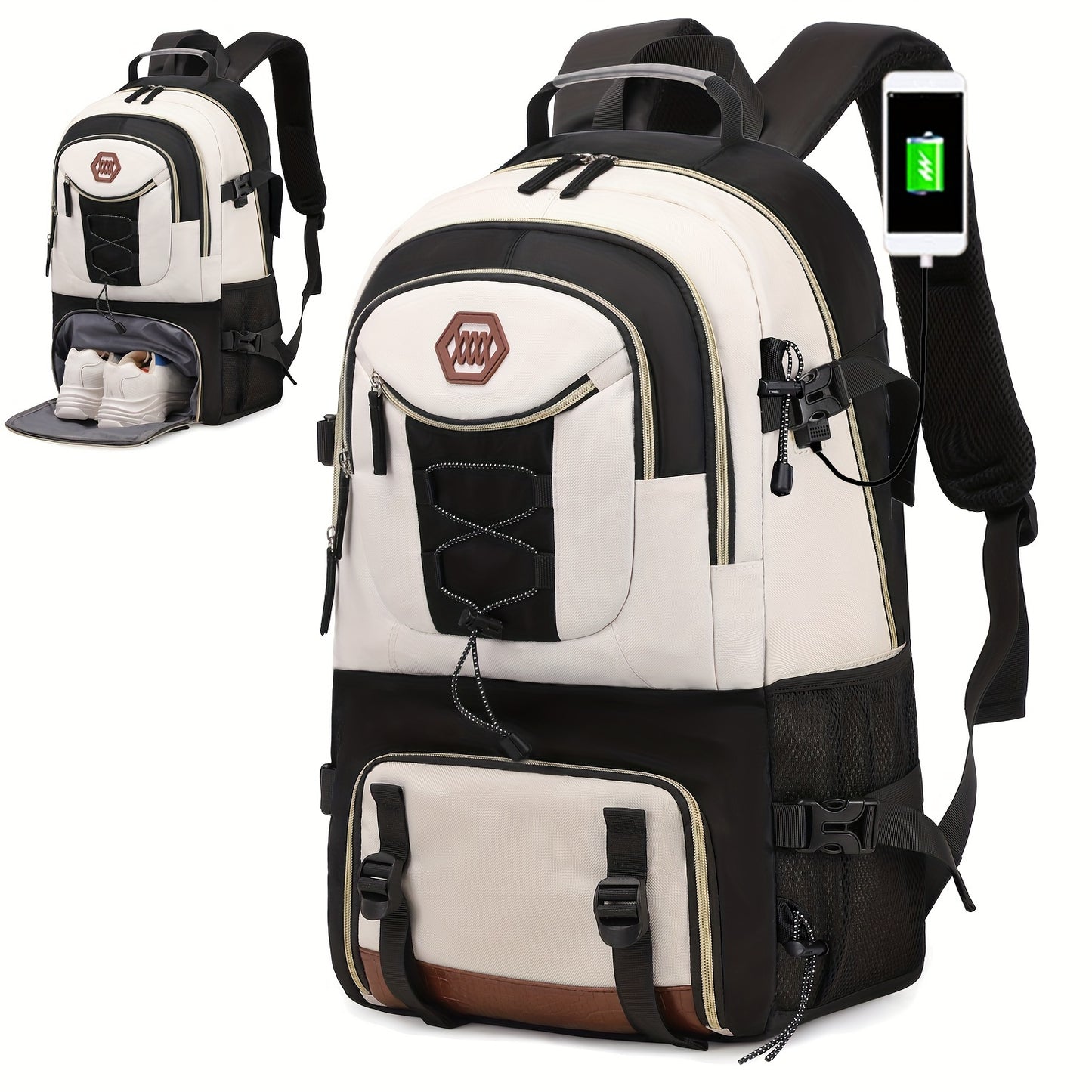 Lightweight 40L Travel Backpack with USB Charging Port