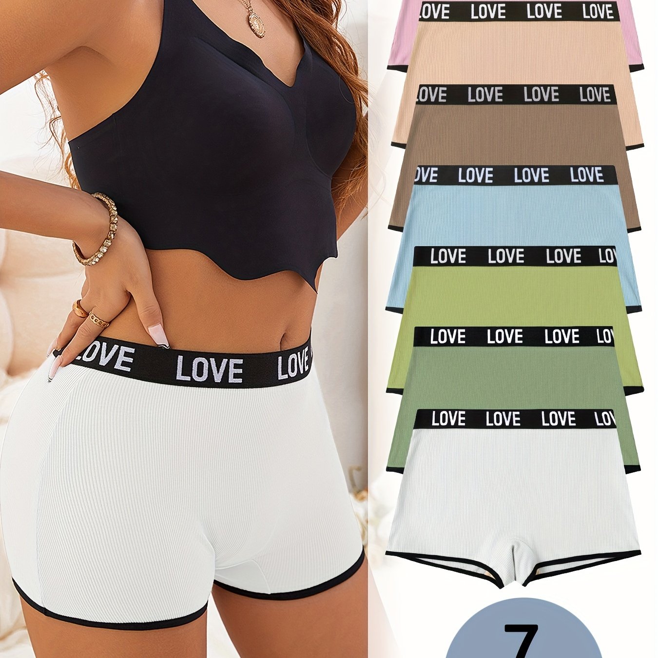 7-pack LOVE Belt, Threaded Comfortable Women's Large Size Flat Leggings