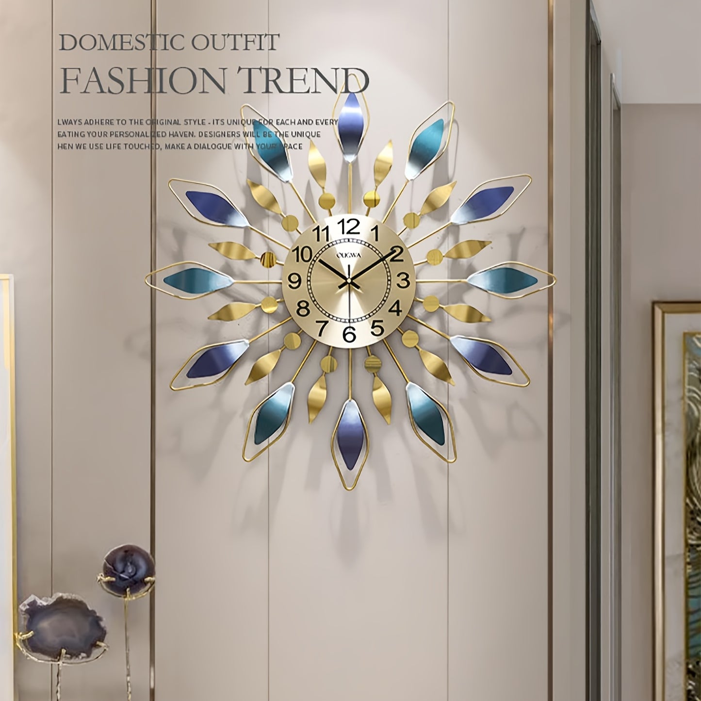 Light Luxury Medieval Silent Ticking Clock Large Metal Wall Clock Decoration Modern Home Decor for Living Room Bedroom Dining Room Office