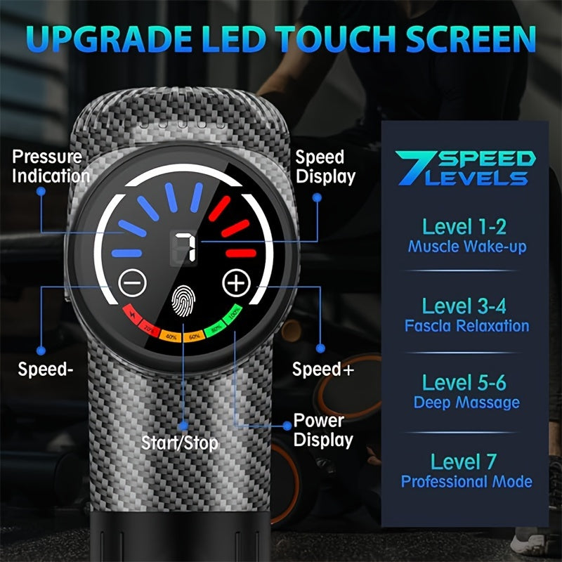 10-Speed Deep-Tissue Massage Gun with 10 Change Heads LED Screen