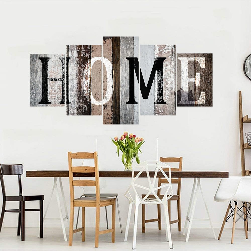 Wooden Frame Wall Hanging Decor, 5pcs Home Lettering Art