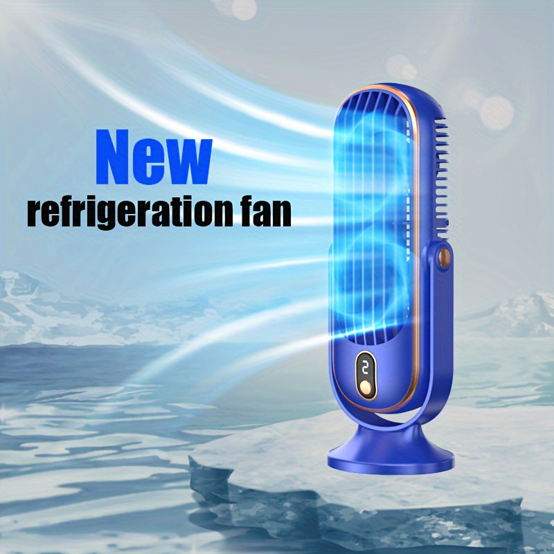 5-Speed Adjustable TENGQU Portable USB Desktop Fan Dual Blade 360 Degree Rotation for Home Office Travel Camping