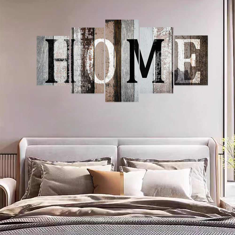 Wooden Frame Wall Hanging Decor, 5pcs Home Lettering Art