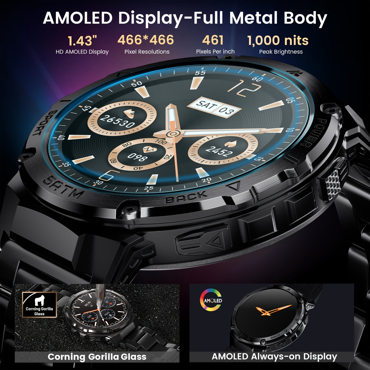 ZUKYFIT T3E GPS Smart Watch For Men 60Days Battery Life