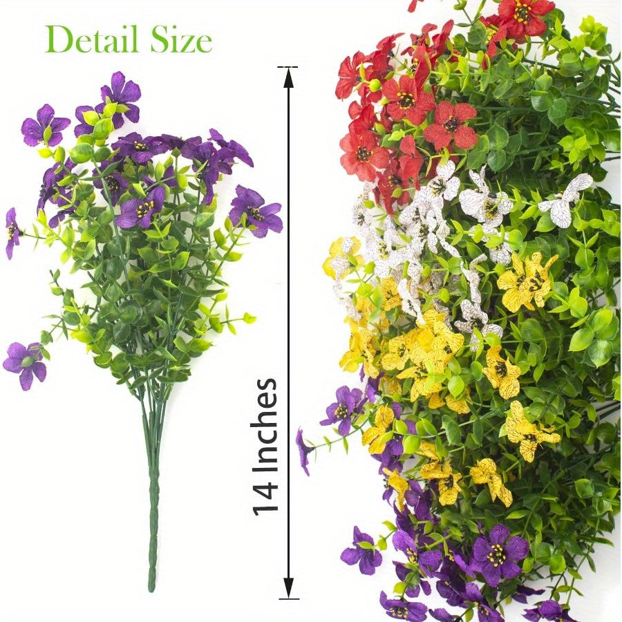 Artificial Fake Flowers for Outdoor Spring Decoration 16 Bundles Faux Silky Colorful Daisy UV Resistant Realistic for Porch Patio Home Yard Garden Planters Pots Window Box Mix