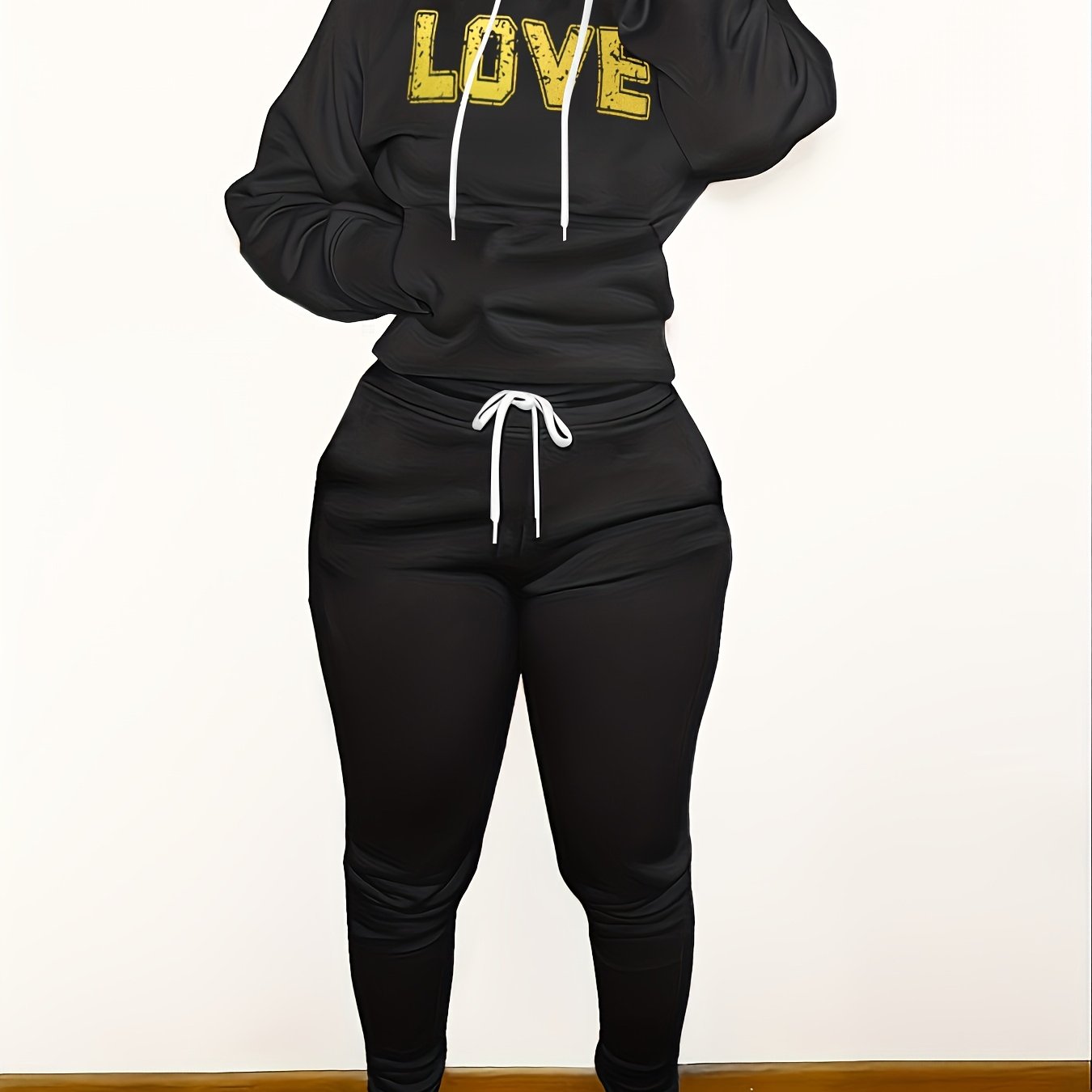 Women'S Casual Fall/Winter Hooded Sweatshirt and Joggers Set