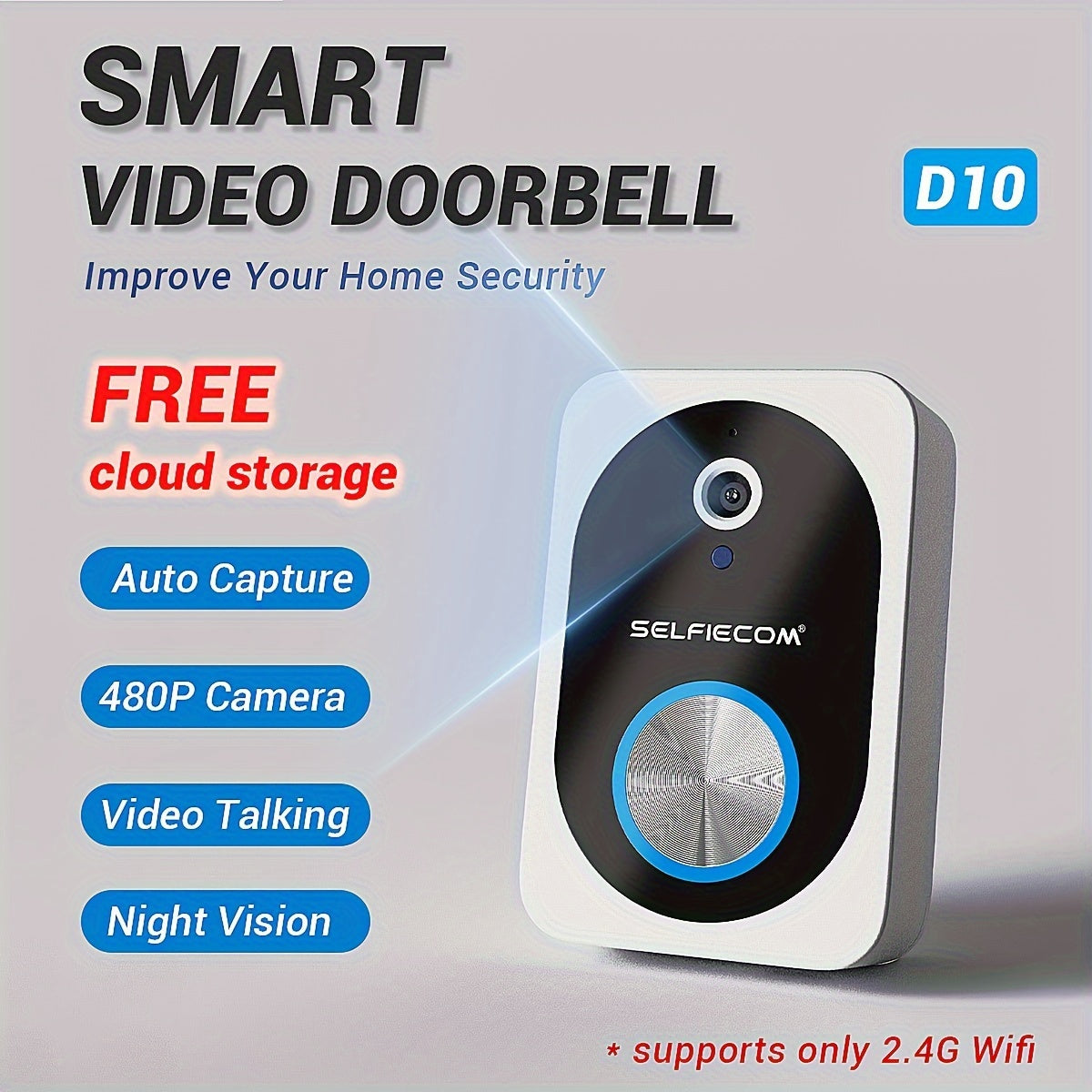 Smart Visual Dingdong Doorbell With 2.4GHz WiFi And HD Night Vision