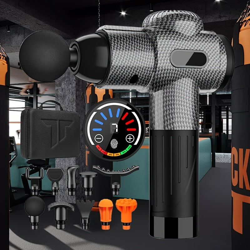 10-Speed Deep-Tissue Massage Gun with 10 Change Heads LED Screen
