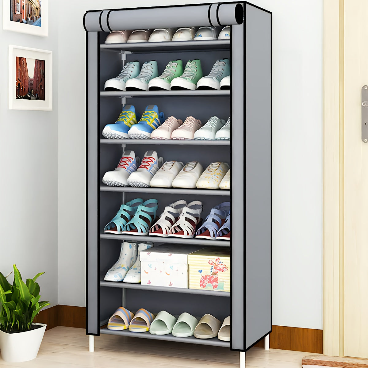 6/8/10 Tier Shoe Organizer with Nonwoven Fabric Cover Cabinet