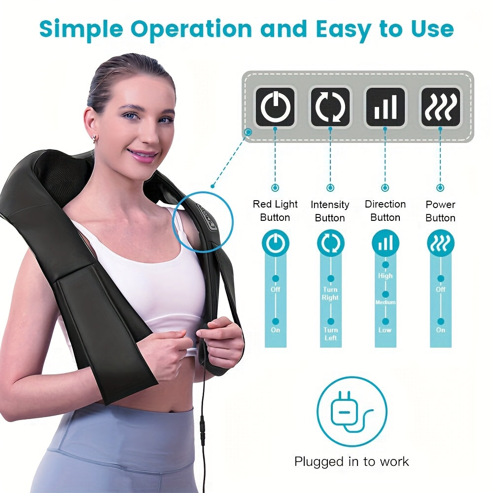 Shiatsu Neck Massager With Heat - Deep Tissue 3D Kneading