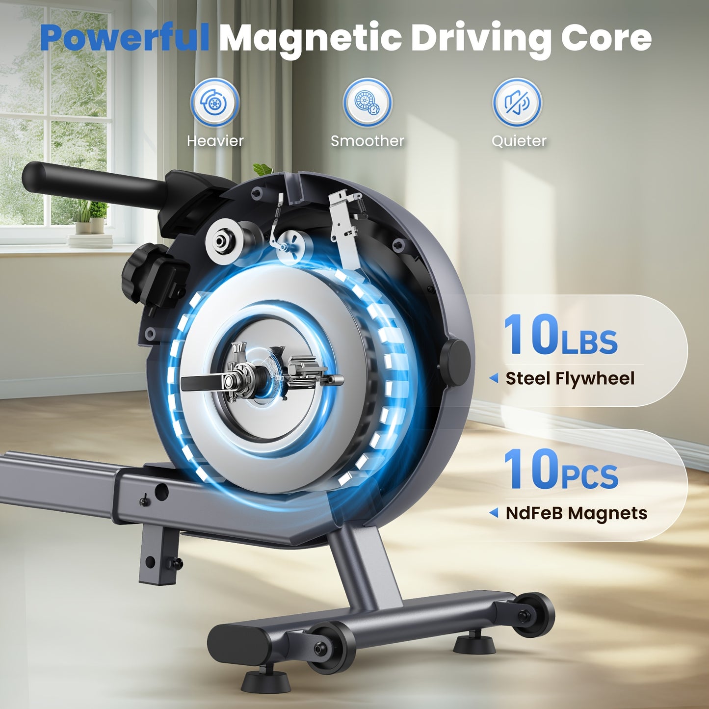 350LBS Silent Magnetic Rowing Machine With Heavy-Duty Frame