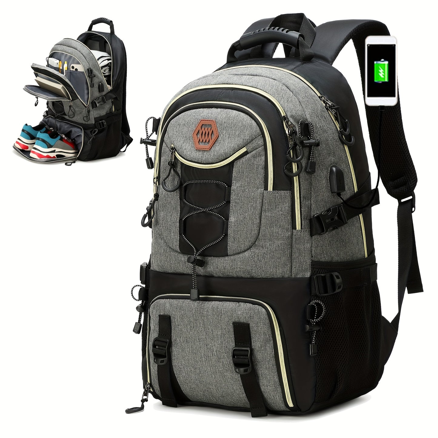 Lightweight 40L Travel Backpack with USB Charging Port