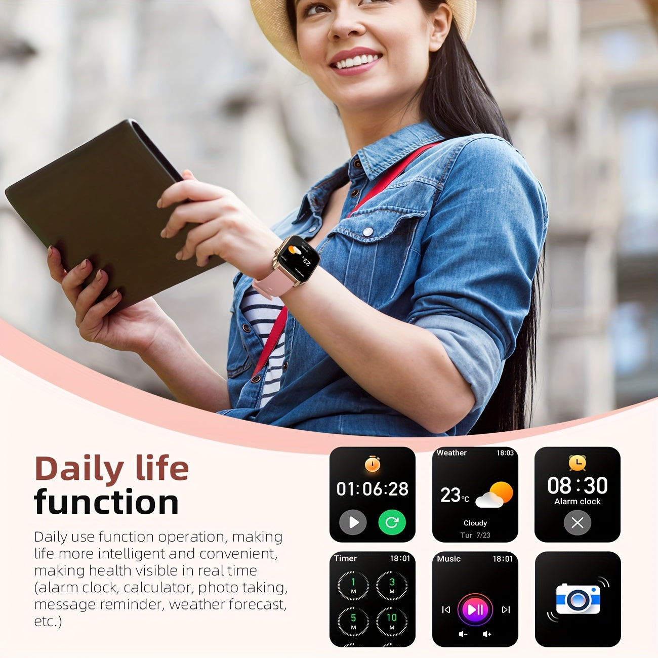 SOUYIE Smart Watch 1.9 Inch HD TFT Screen Fitness Tracker