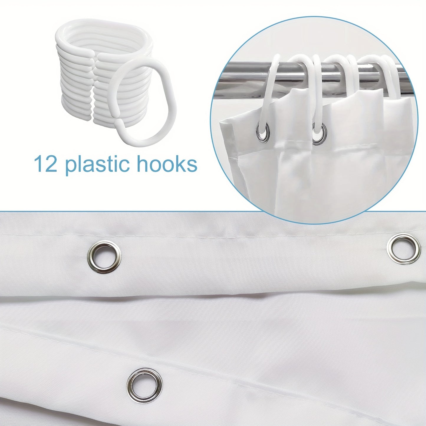 1/4pcs - Rose Shower Set Including Shower Curtain Hooks 3 Mats
