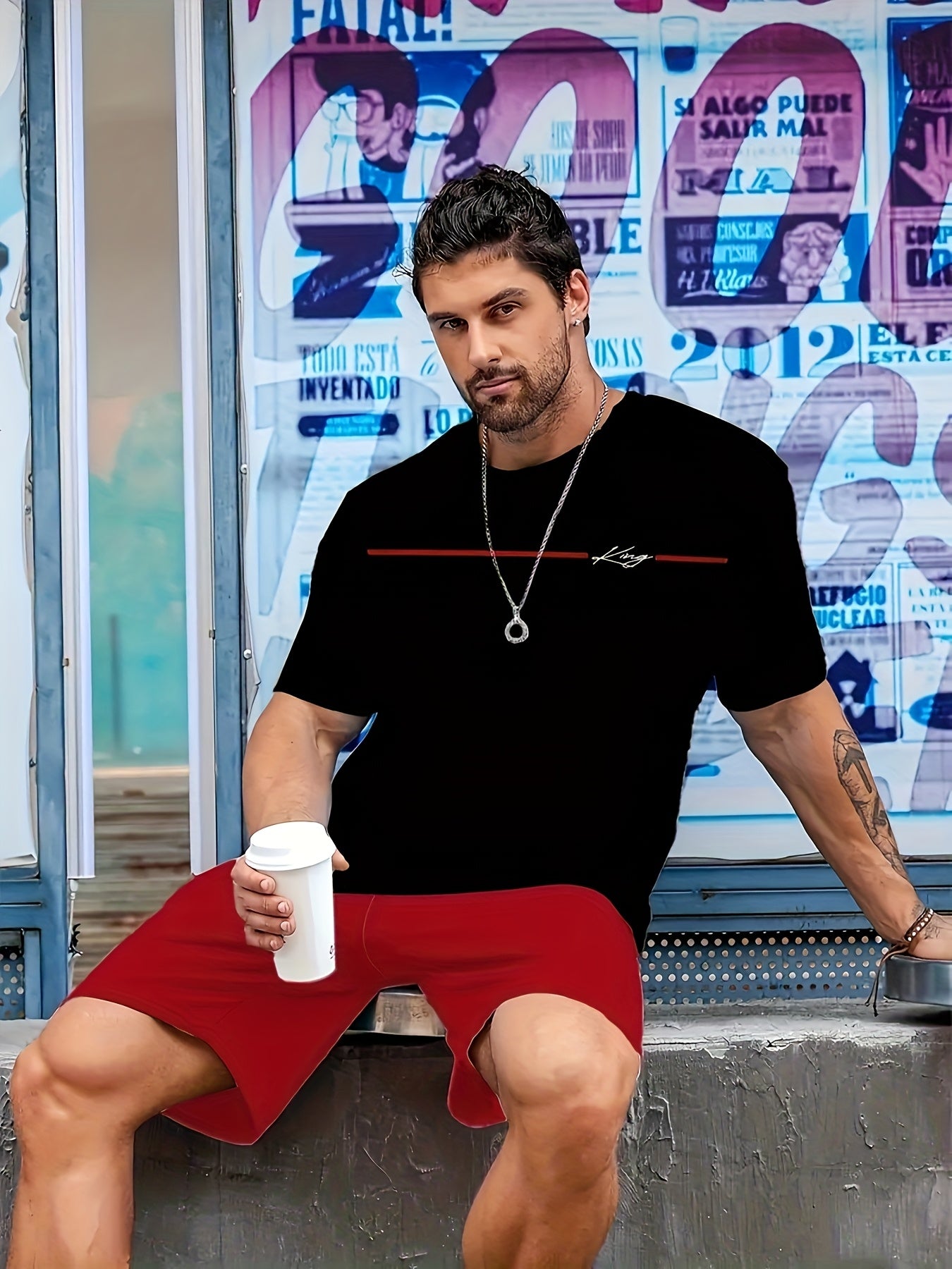 Men's New 2pcs Set - Casual Round Neck T-shirt and Shorts
