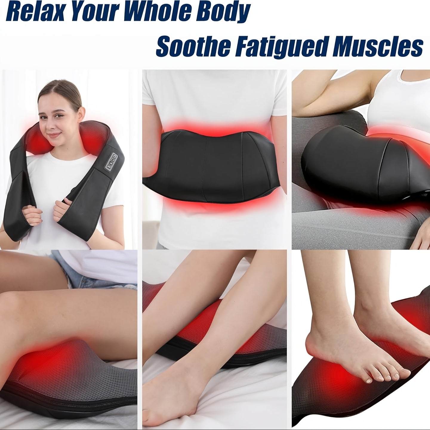 Shiatsu Neck Massager With Heat - Deep Tissue 3D Kneading