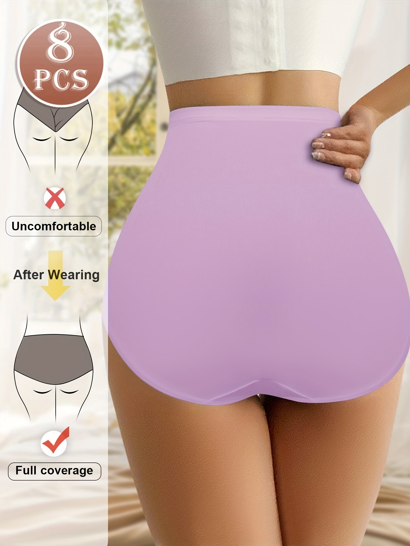 Breathable Mesh Underwear 8-Pack High-Waisted Women's Panties