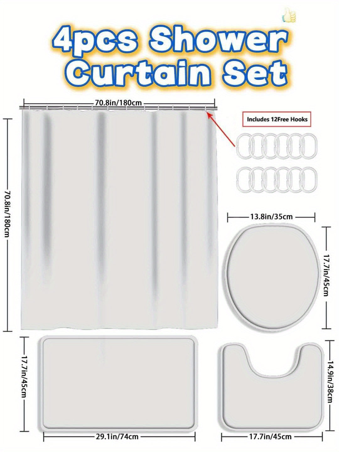 4pcs Sage Green Eucalyptus Shower Curtain Set for Home Decor