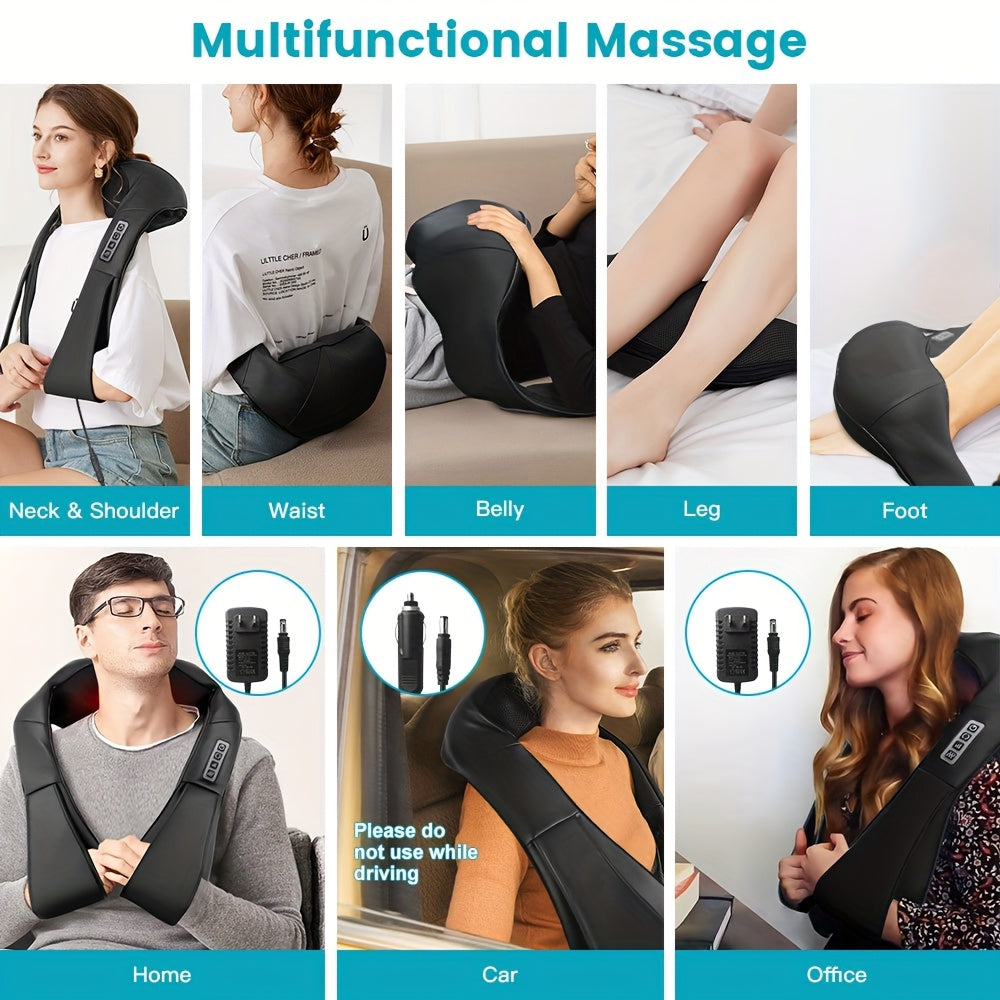 Shiatsu Neck Massager With Heat - Deep Tissue 3D Kneading