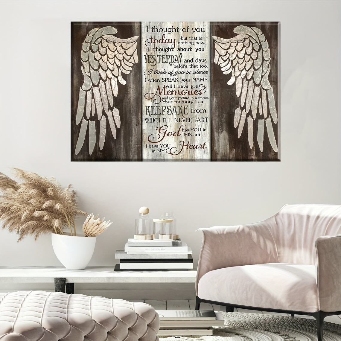 1pc Angel Wings Canvas Art Wooden Inner Frame Bedroom Frame