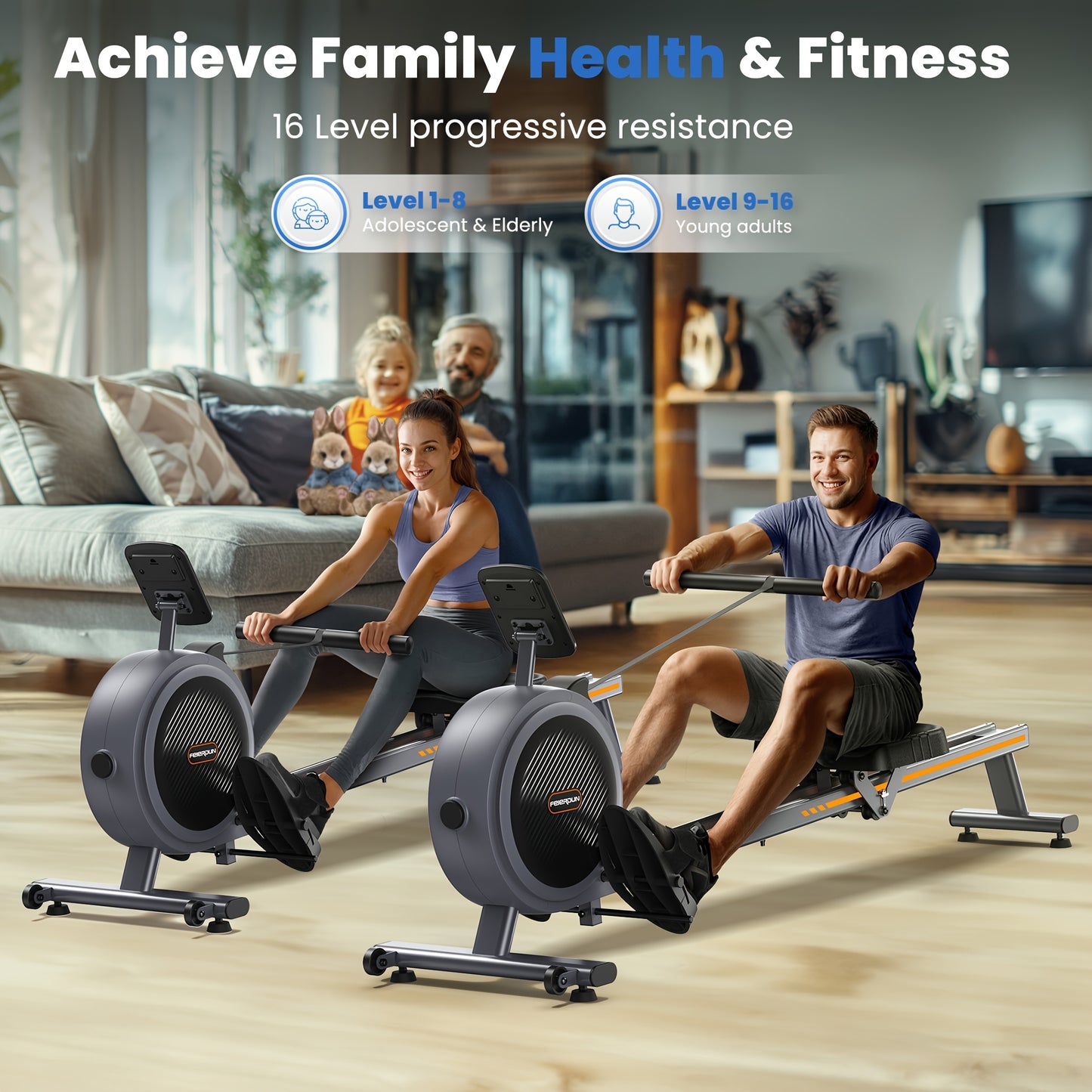 350LBS Silent Magnetic Rowing Machine With Heavy-Duty Frame
