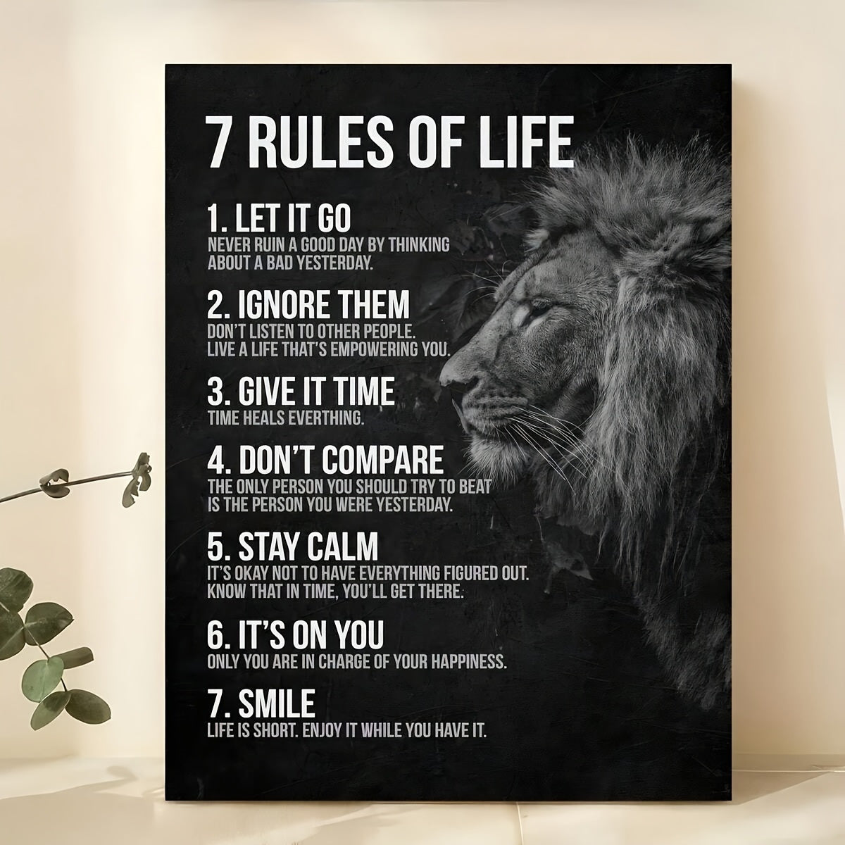 1pc Inspirational 7 Rules of Life Canvas Wall Art Decor