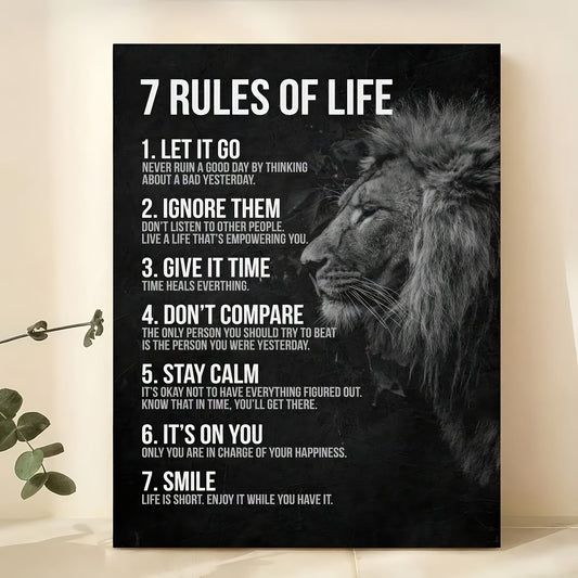 1pc Inspirational 7 Rules of Life Canvas Wall Art Decor